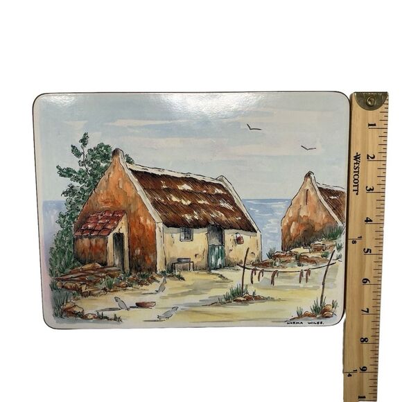 Vintage Cape Cottages Cork Backed Place Mats Artist Norma Wiles Set of Six - Picture 12 of 15